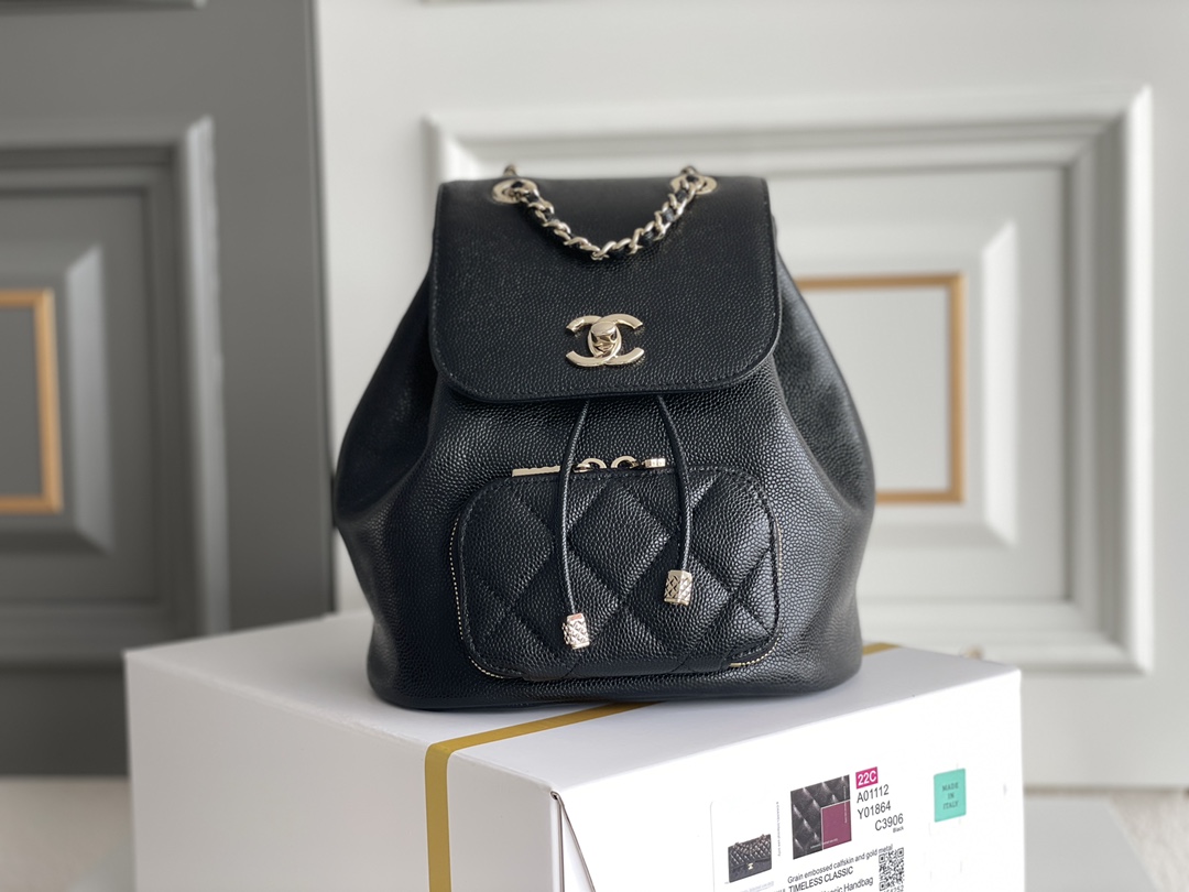Bagsaaa Ch**el 22B Affinity Backpack Black - 18×18×11cm