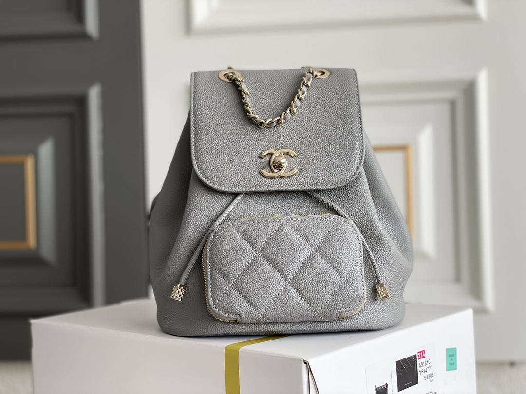 Bagsaaa Ch**el 22B Affinity Backpack Grey - 18×18×11cm