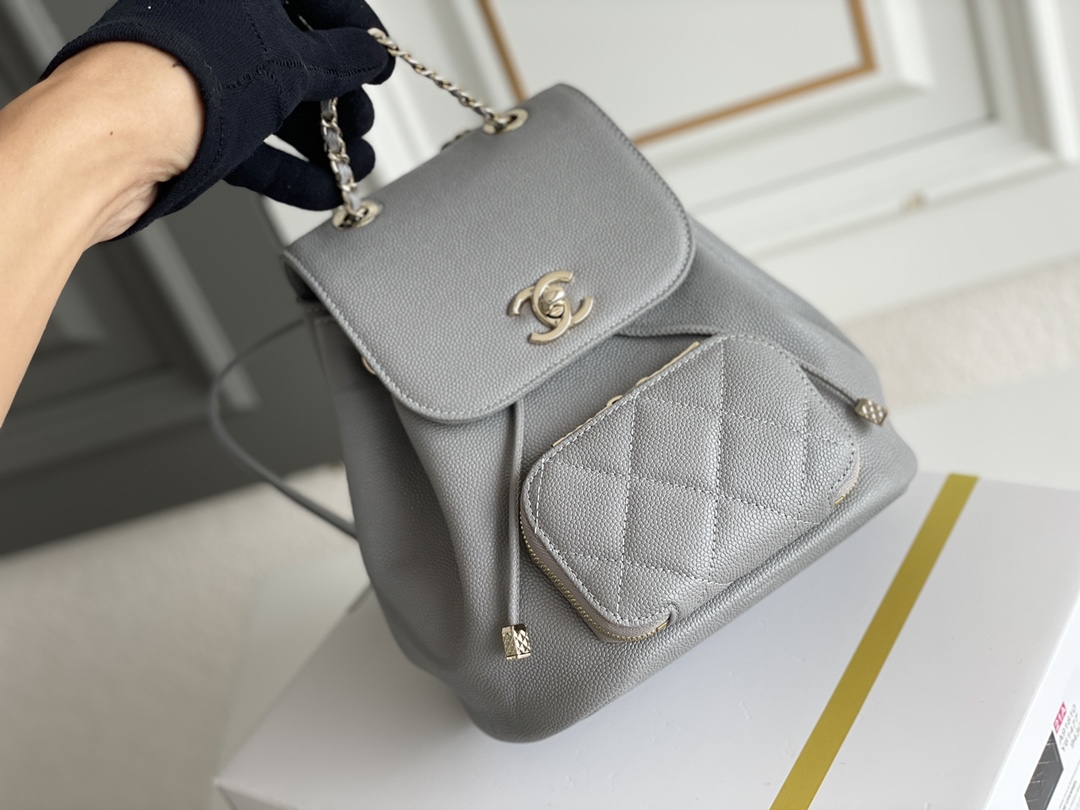 Bagsaaa Ch**el 22B Affinity Backpack Grey - 18×18×11cm