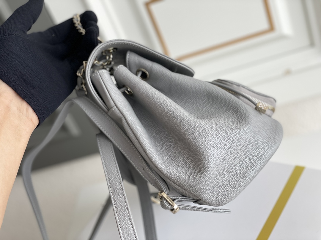 Bagsaaa Ch**el 22B Affinity Backpack Grey - 18×18×11cm