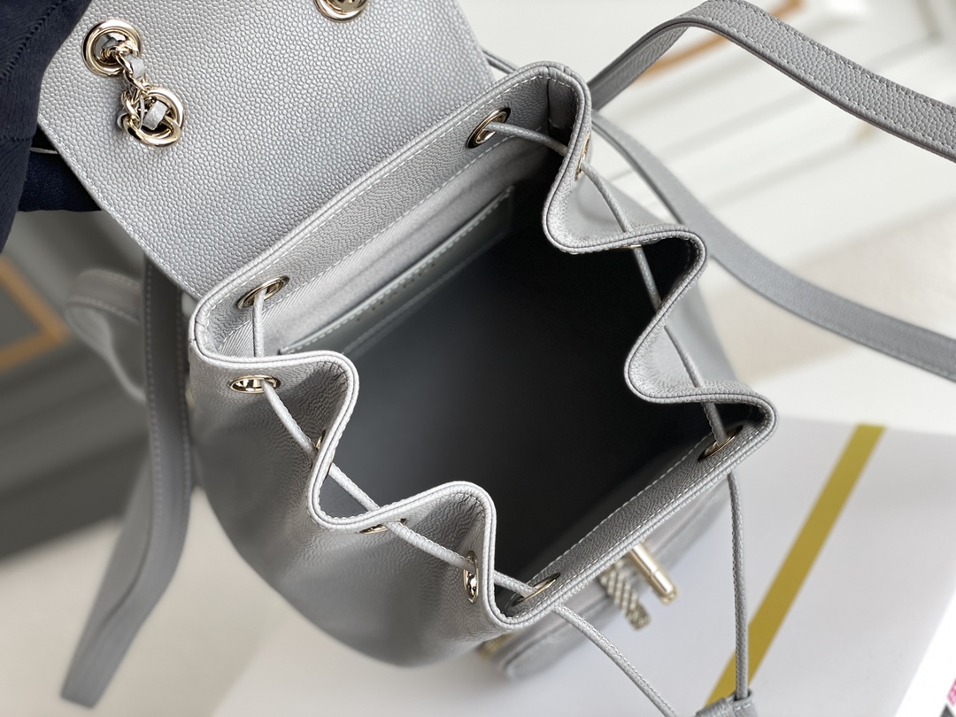Bagsaaa Ch**el 22B Affinity Backpack Grey - 18×18×11cm