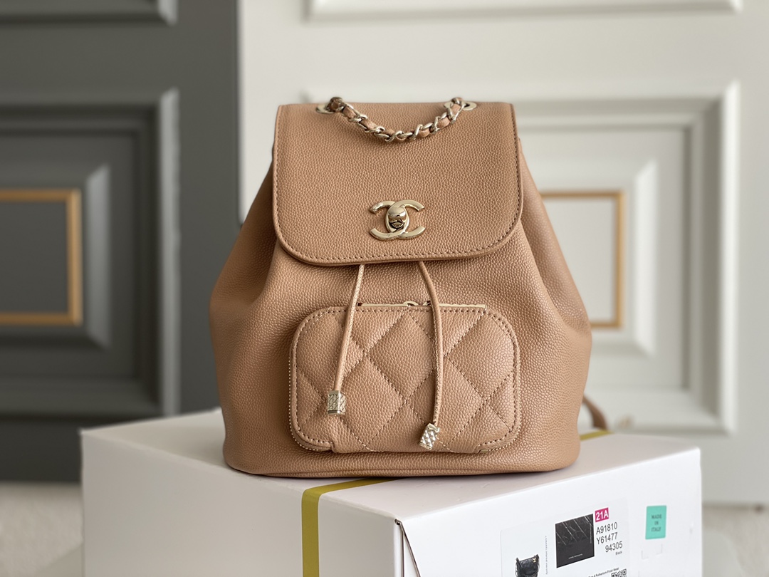 Bagsaaa Ch**el 22B Affinity Backpack Brown - 18×18×11cm