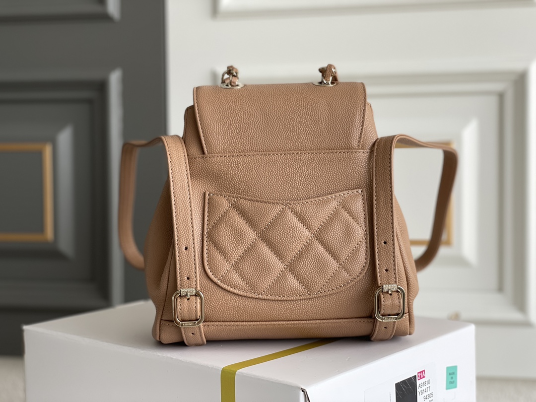 Bagsaaa Ch**el 22B Affinity Backpack Brown - 18×18×11cm