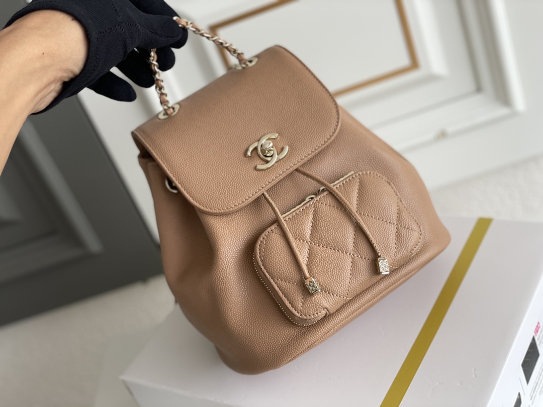 Bagsaaa Ch**el 22B Affinity Backpack Brown - 18×18×11cm