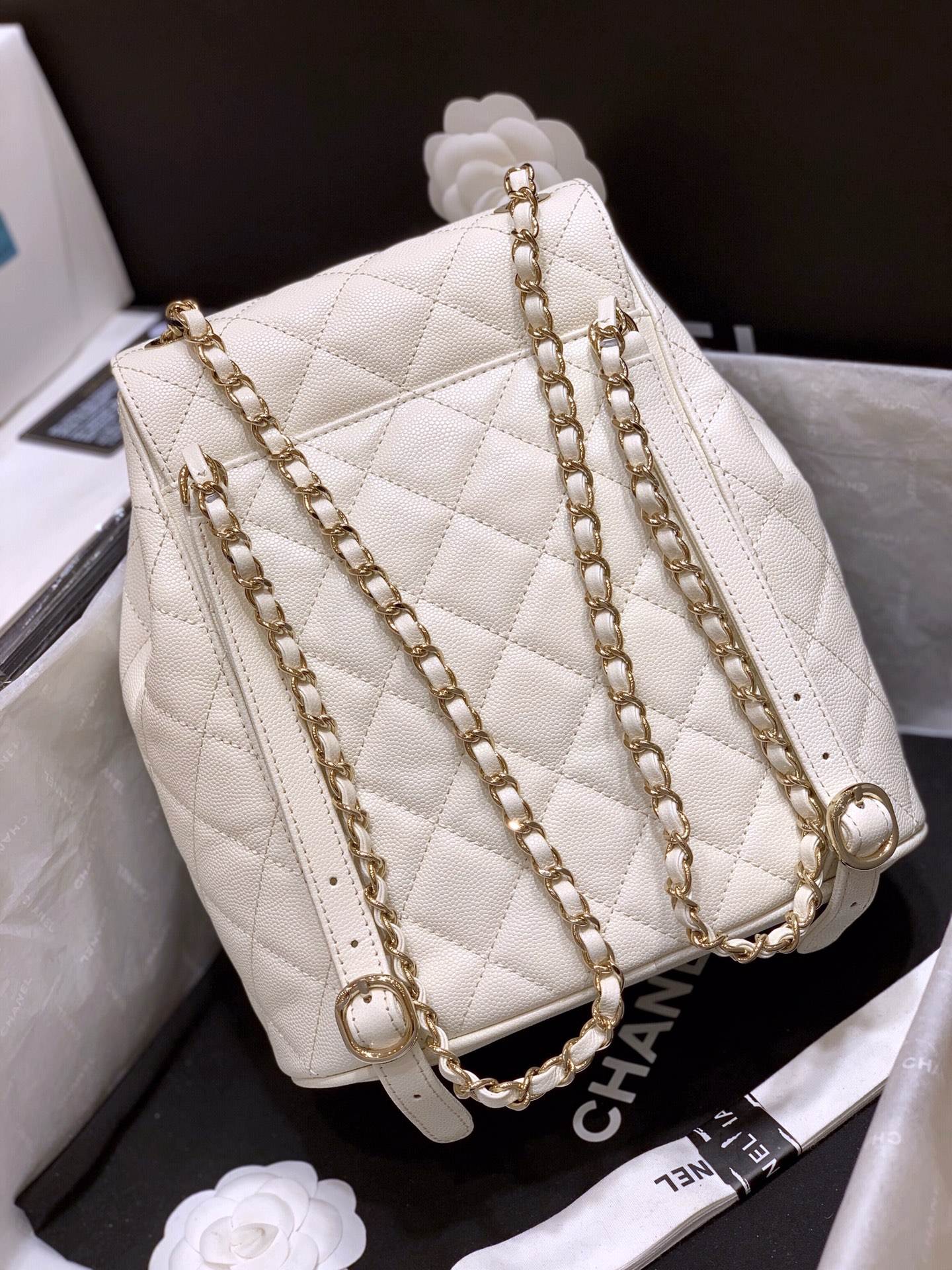 Bagsaaa Ch**el AS1371 Duma Backpack White - 21.5 x 24 x 12 cm