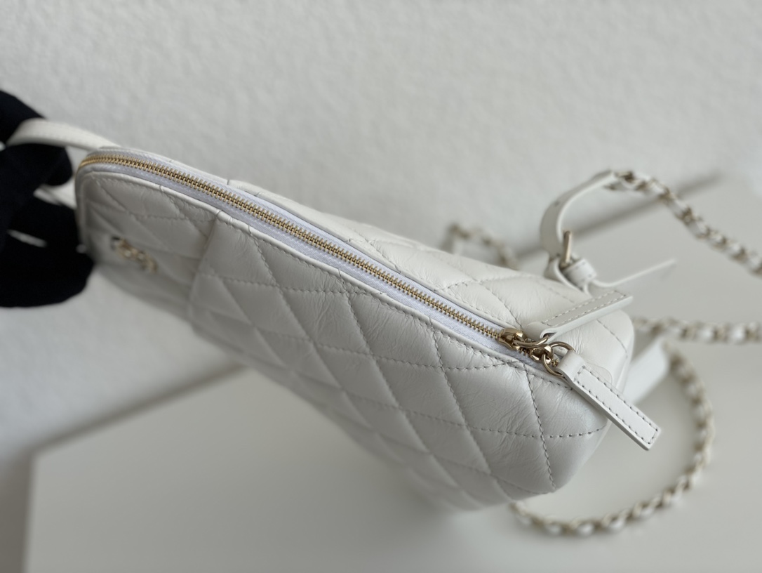 Bagsaaa Ch**el Rucksack Backpack AS3332 Calfskin leather White - 24x21x8cm