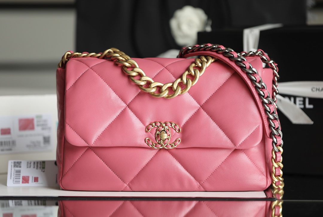 Bagsaaa Ch**el 19 Flap Bag Medium Pink - 30cm