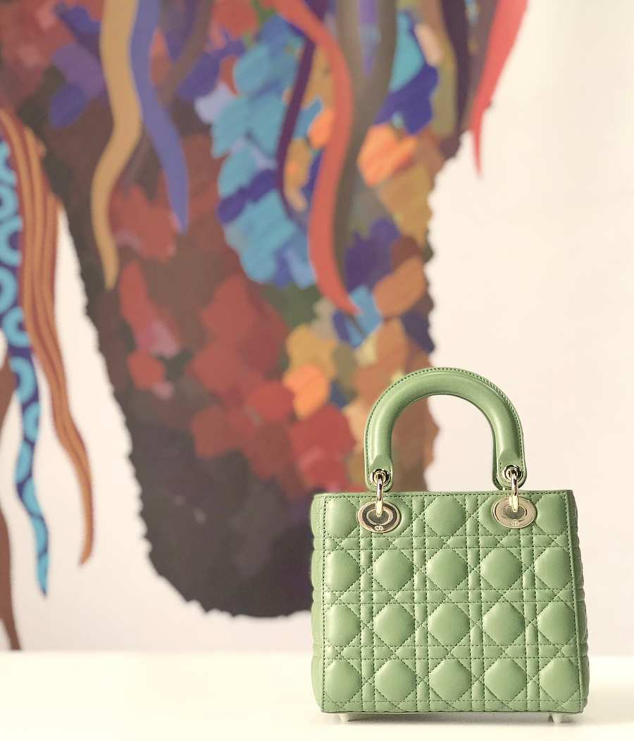 Bagsaaa D10r Lady Small Green Lambskin Leather - 20 x 17 x 8 cm
