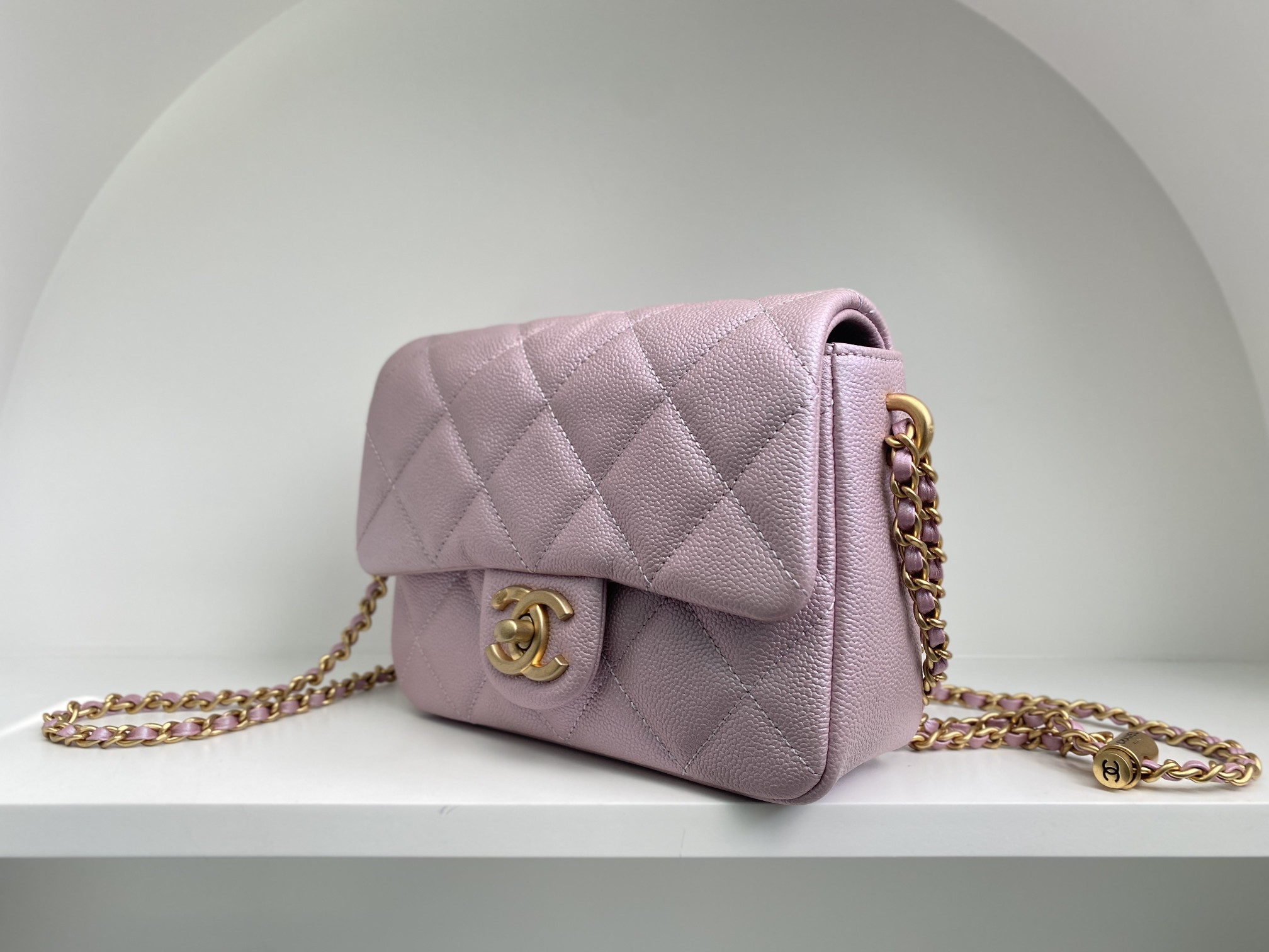Bagsaaa Ch**el Caviar Quilted Square Mini Pink 21K - 19x13x17cm