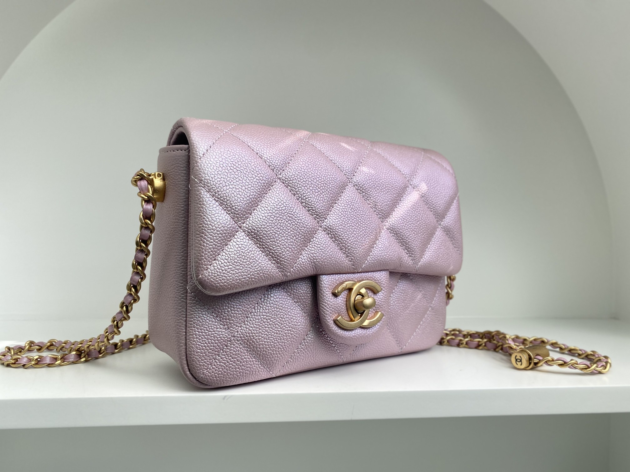 Bagsaaa Ch**el Caviar Quilted Square Mini Pink 21K - 19x13x17cm