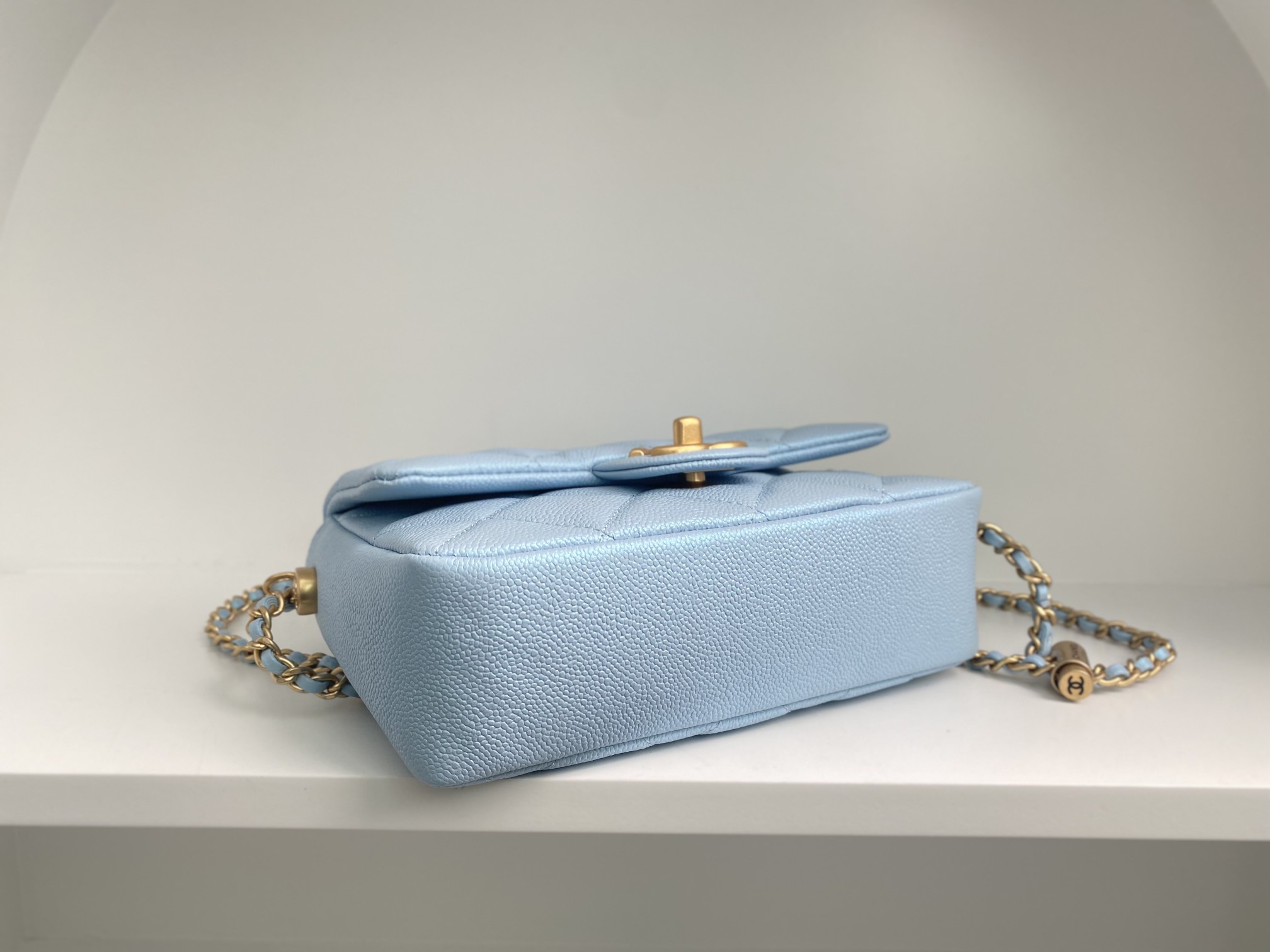 Bagsaaa Ch**el Caviar Quilted Square Mini Blue 21K - 19x13x17cm
