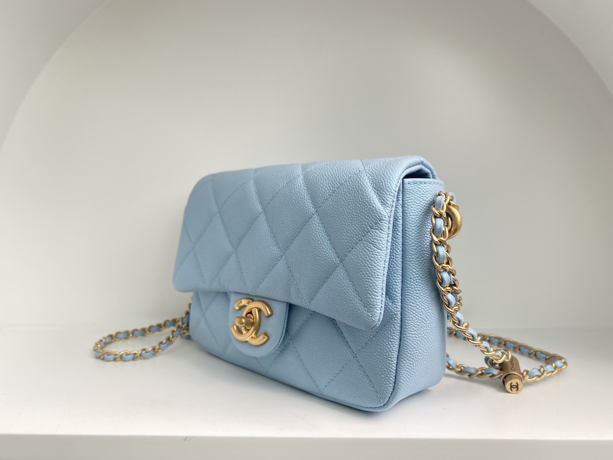 Bagsaaa Ch**el Caviar Quilted Square Mini Blue 21K - 19x13x17cm