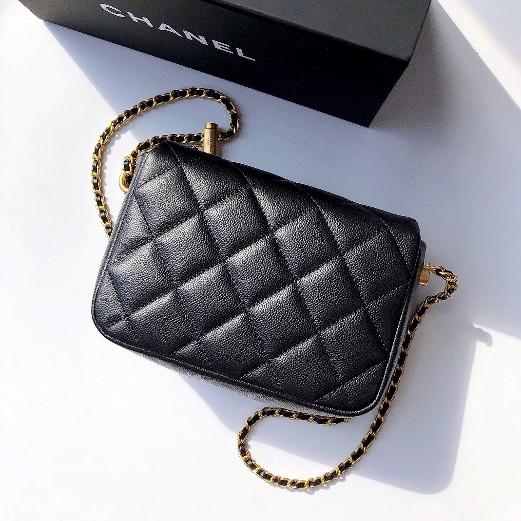Bagsaaa Ch**el Caviar Quilted Square Mini Black 21K - 19x13x17cm