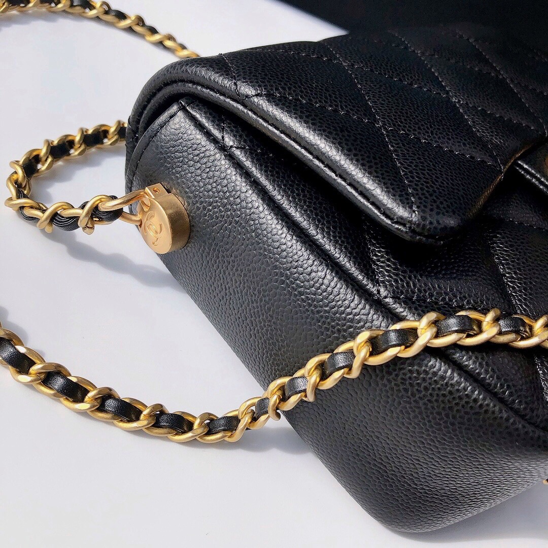 Bagsaaa Ch**el Caviar Quilted Square Mini Black 21K - 19x13x17cm