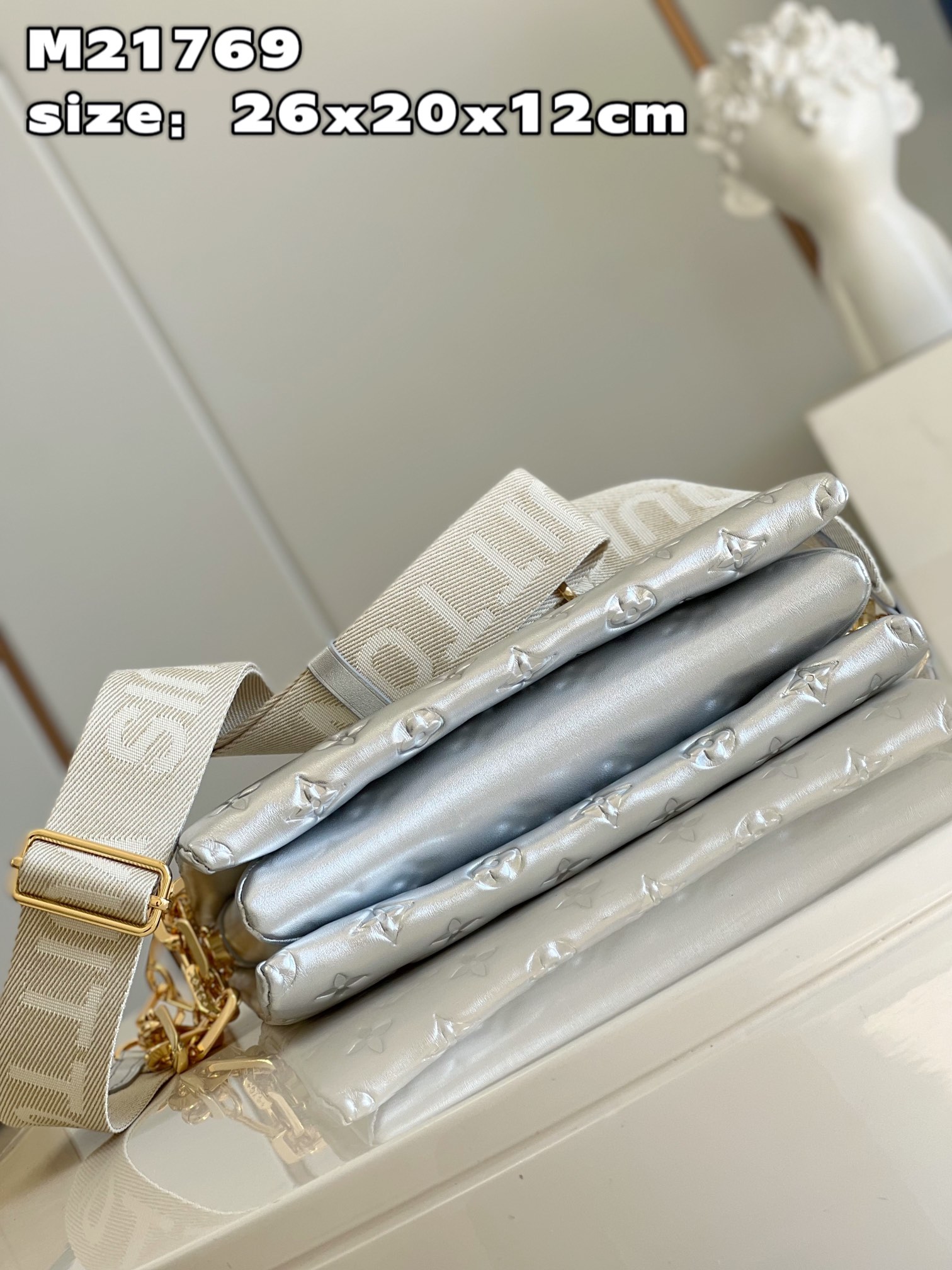 Bagsaaa L0vis Vvtt0n Coussin PM Silver Color - 26 x 20 x 12 cm