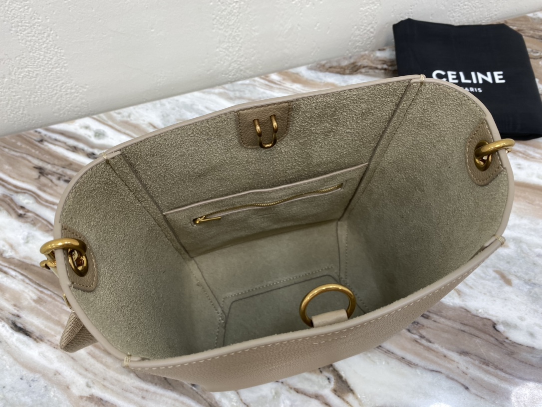 Bagsaaa Ce1i*e Sangle Small Bucket Bag in Taupe - 18 X 25 X 12 CM