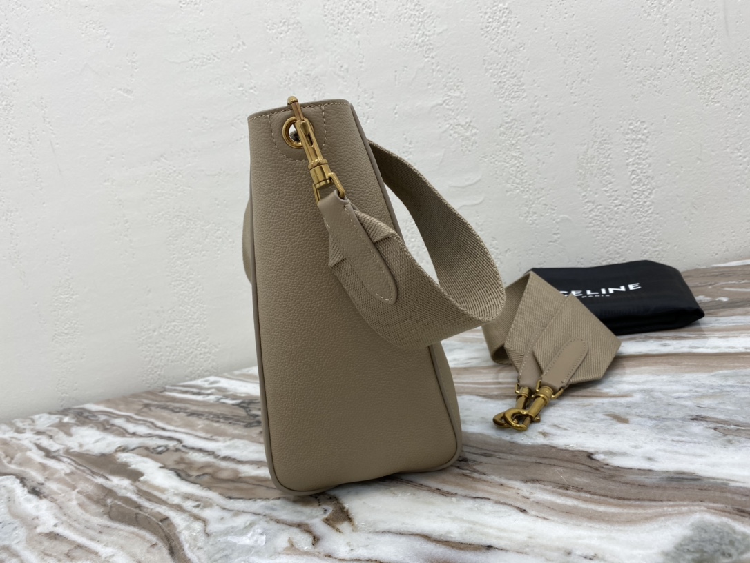 Bagsaaa Ce1i*e Sangle Small Bucket Bag in Taupe - 18 X 25 X 12 CM