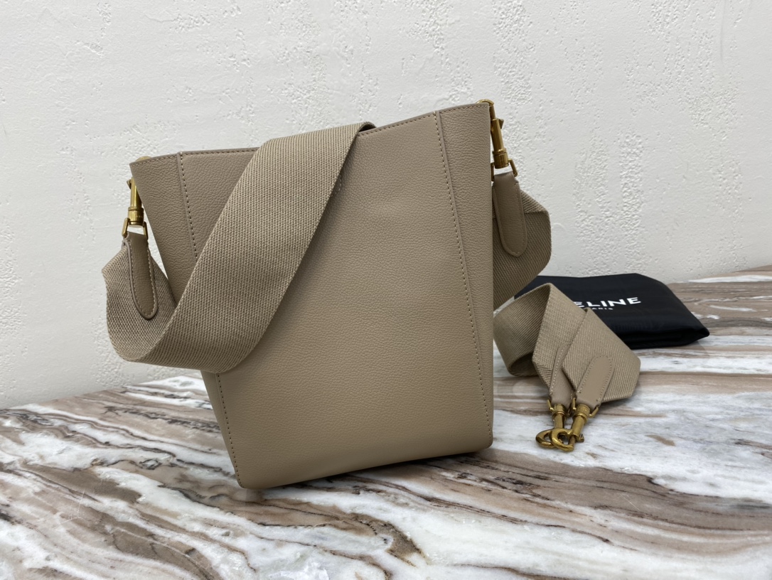 Bagsaaa Ce1i*e Sangle Small Bucket Bag in Taupe - 18 X 25 X 12 CM