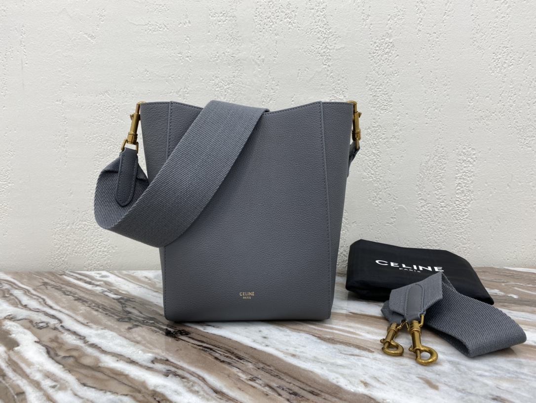 Bagsaaa Ce1i*e Sangle Small Bucket Bag in Grey - 18 X 25 X 12 CM
