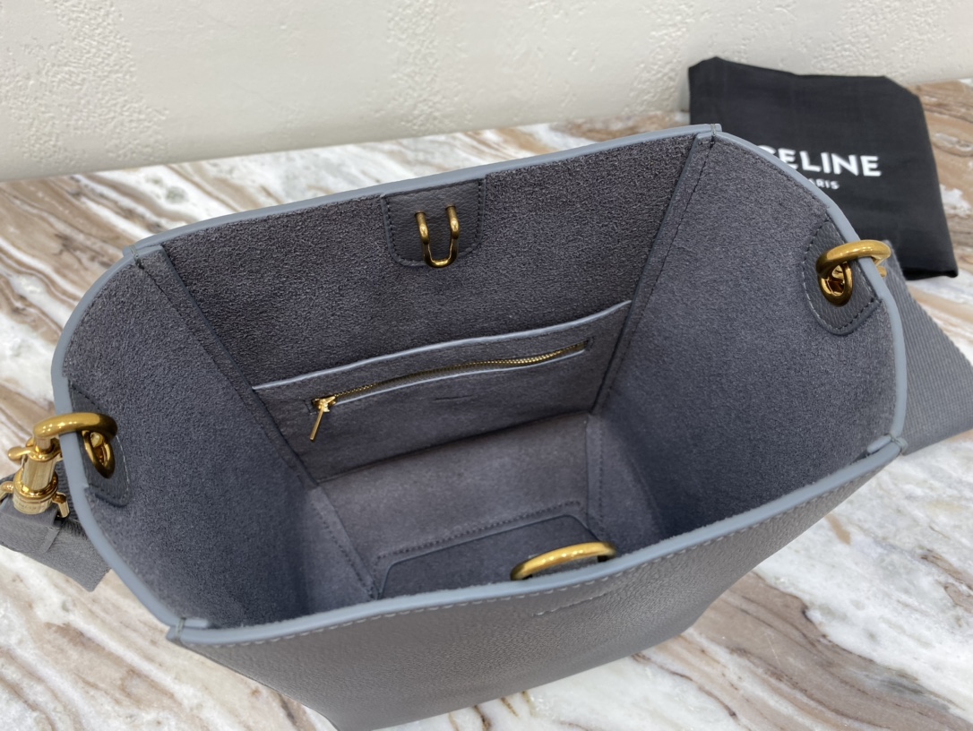 Bagsaaa Ce1i*e Sangle Small Bucket Bag in Grey - 18 X 25 X 12 CM