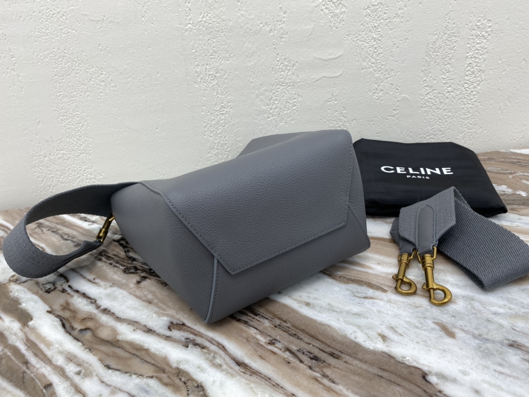 Bagsaaa Ce1i*e Sangle Small Bucket Bag in Grey - 18 X 25 X 12 CM