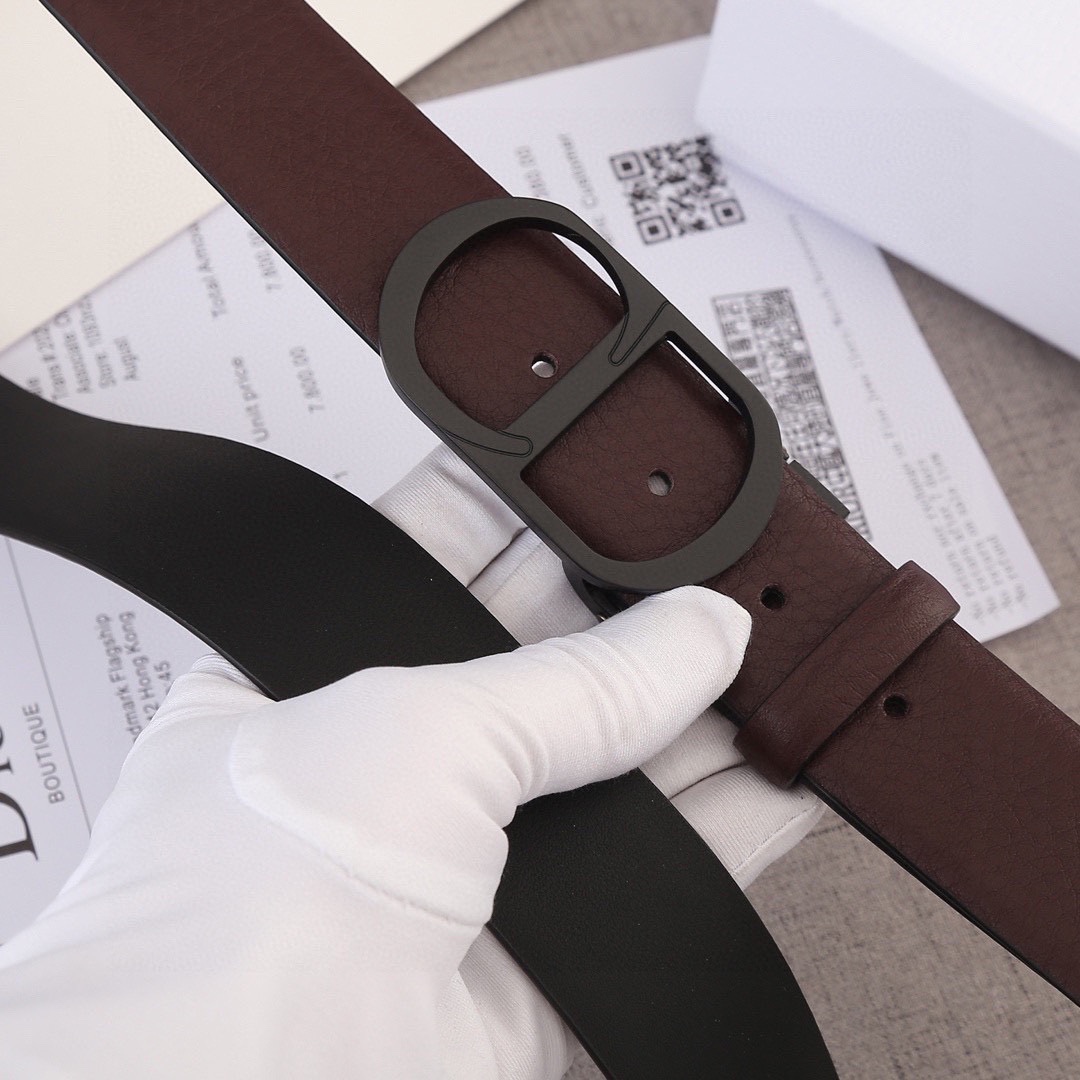 Bagsaaa D10r Belt Smooth Calfskin Burgundy 3.5cm