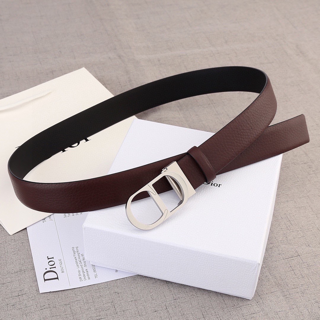 Bagsaaa D10r Belt Smooth Calfskin Burgundy 3.5cm