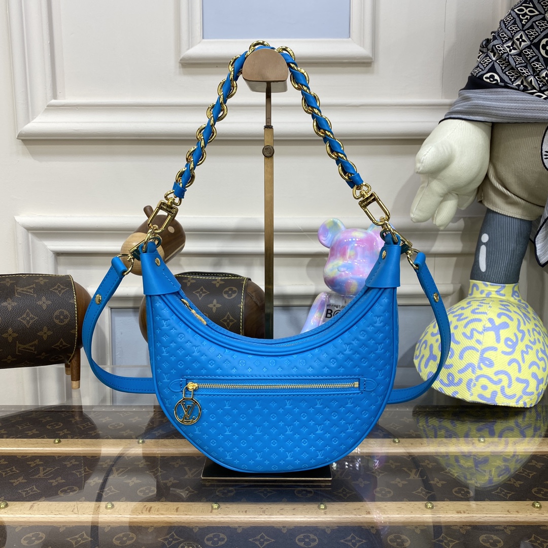 Bagsaaa L0vis Vvtt0n Loop H27 Calfskin Blue - 23 x 13 x 6 cm
