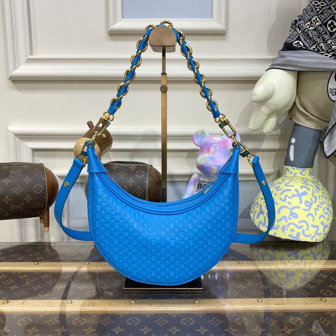 Bagsaaa L0vis Vvtt0n Loop H27 Calfskin Blue - 23 x 13 x 6 cm
