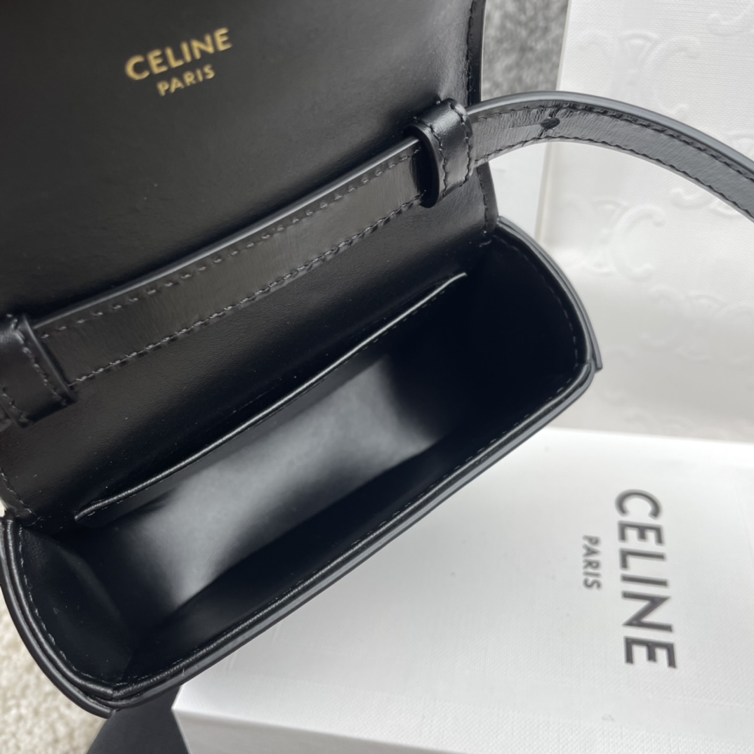 Bagsaaa Ce1i*e Mini Triomphe in black shiny calfskin - 11x8x4 cm