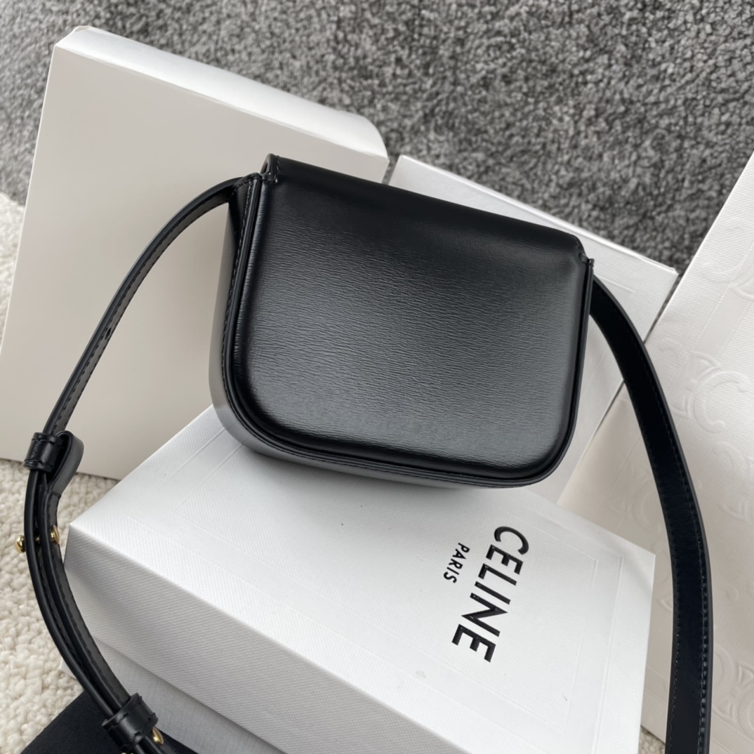 Bagsaaa Ce1i*e Mini Triomphe in black shiny calfskin - 11x8x4 cm