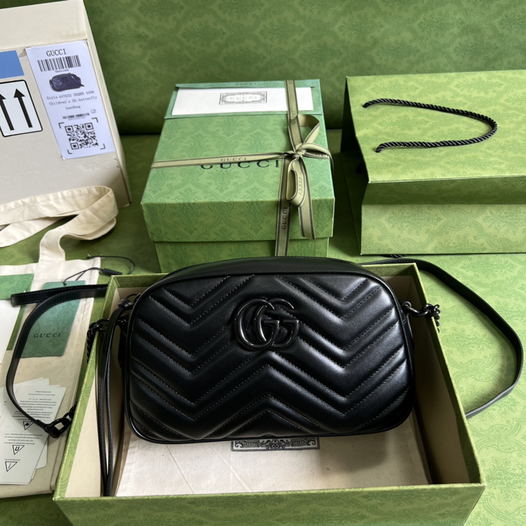 Bagsaaa Gvc*1 GG Marmont small shoulder bag all black - 24x13x7cm