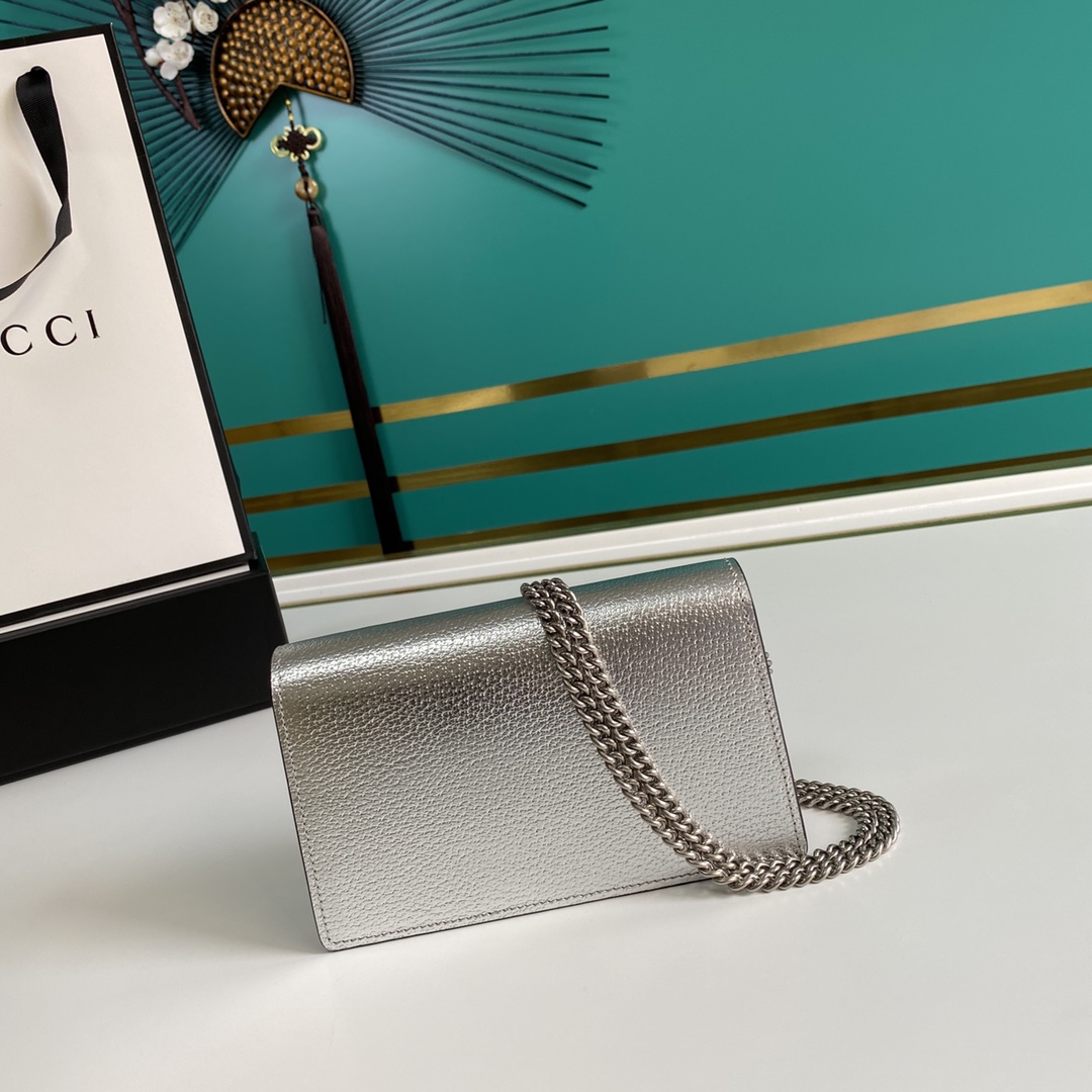 Bagsaaa Gvc*1 Dionysus S*per mini bag Silver lamé leather - 16.5x10x4cm