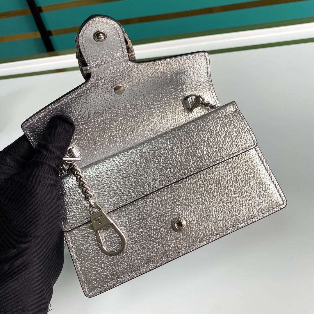 Bagsaaa Gvc*1 Dionysus S*per mini bag Silver lamé leather - 16.5x10x4cm