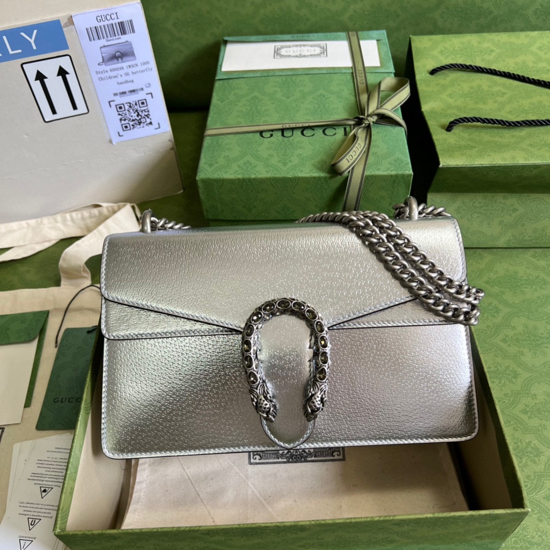 Bagsaaa Gvc*1 Dionysus small bag Silver lamé leather - 25x14x7.5cm