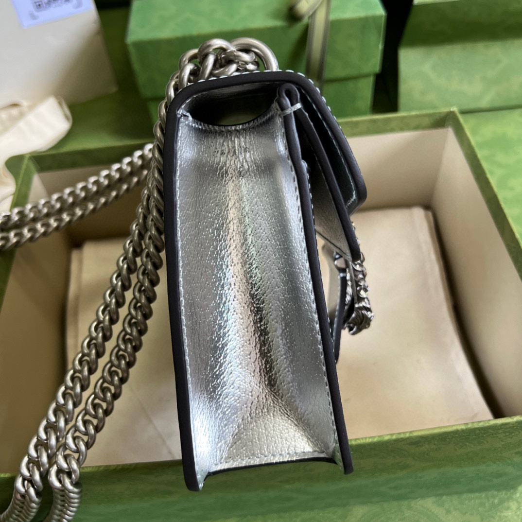 Bagsaaa Gvc*1 Dionysus small bag Silver lamé leather - 25x14x7.5cm