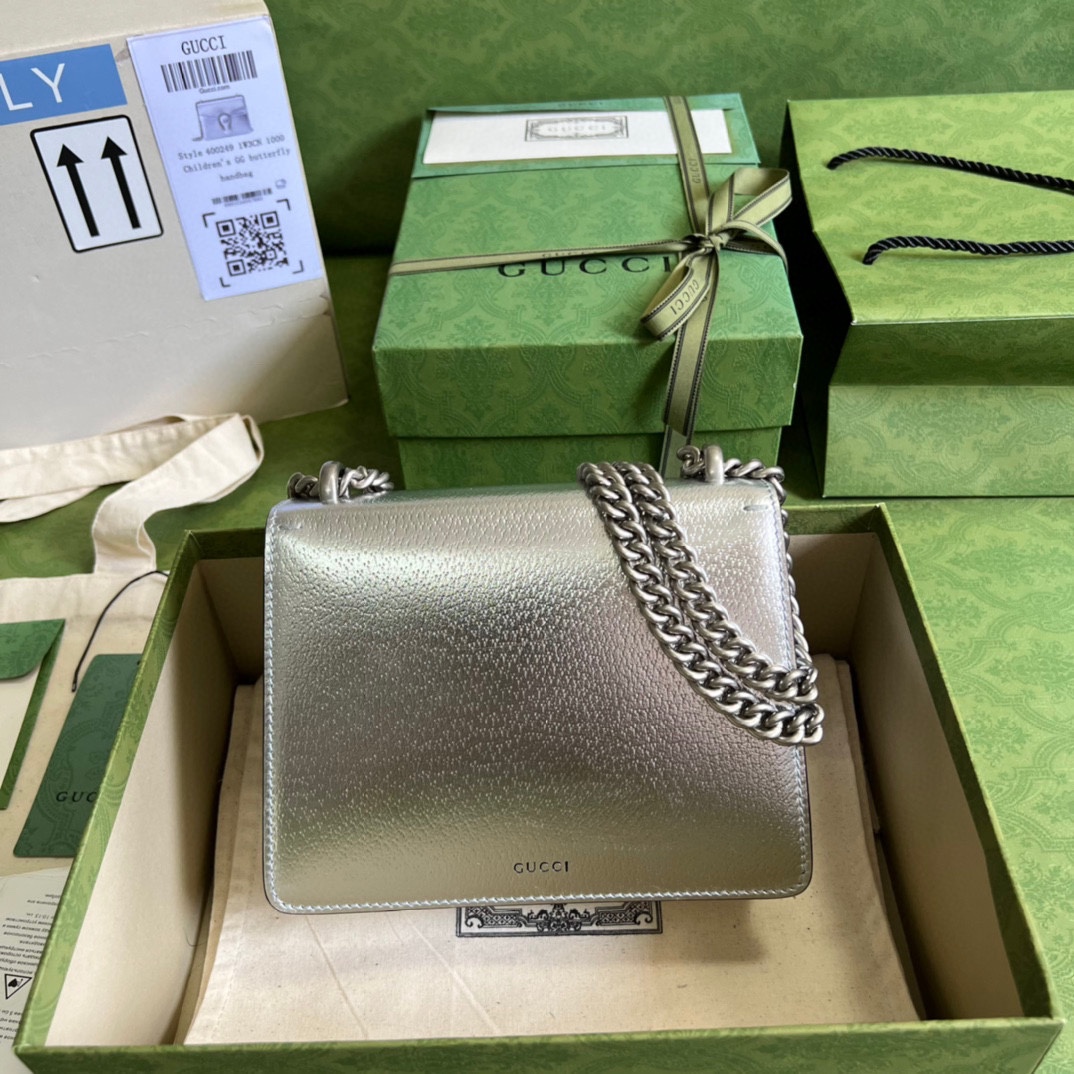 Bagsaaa Gvc*1 Dionysus small bag Silver lamé leather - 25x14x7.5cm