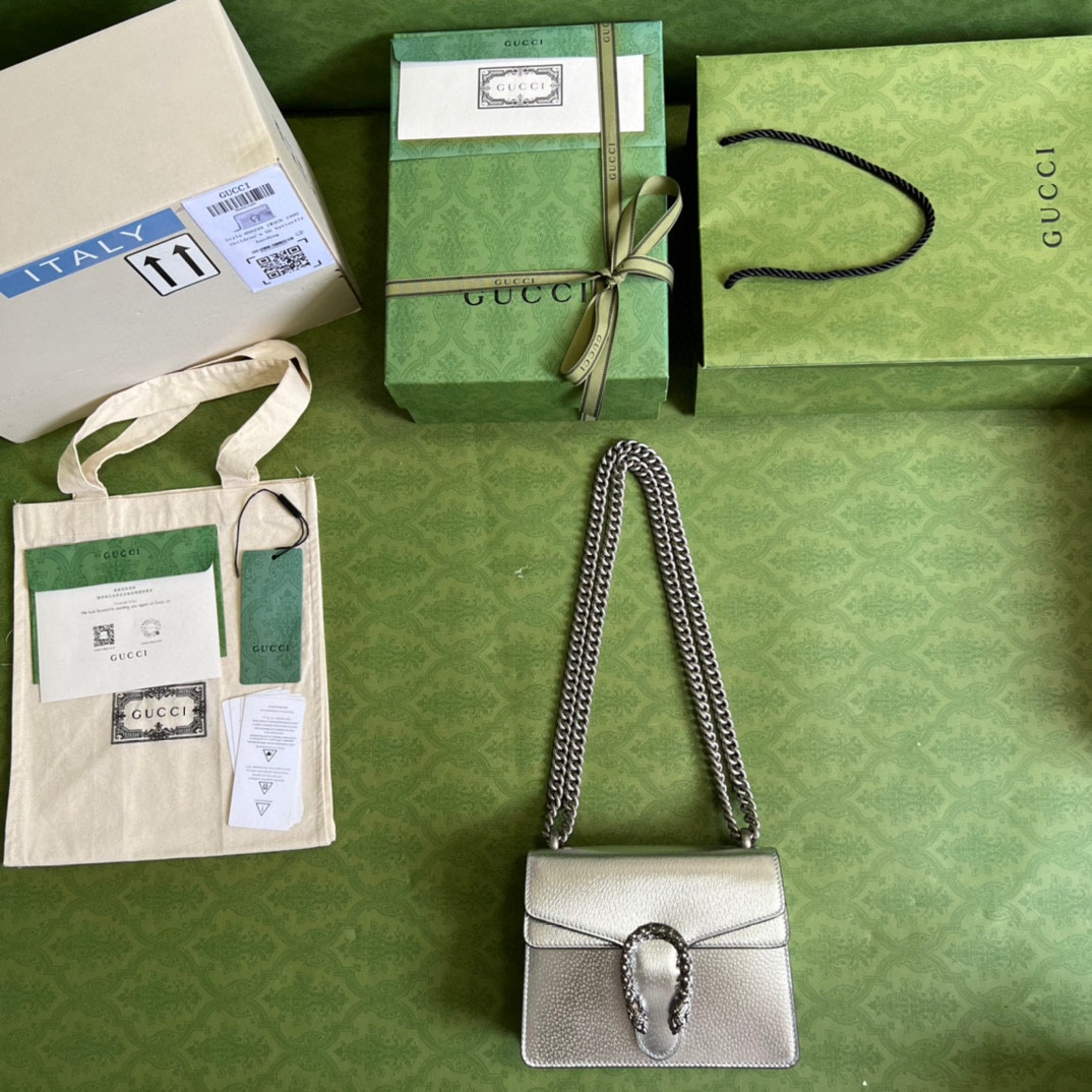 Bagsaaa Gvc*1 Dionysus bag Silver lamé leather - 23x18x6cm