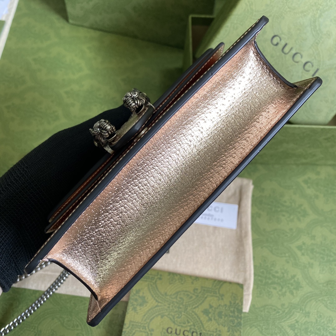 Bagsaaa Gvc*1 Dionysus S*per mini bag gold rose lamé leather - 16.5x10x4cm