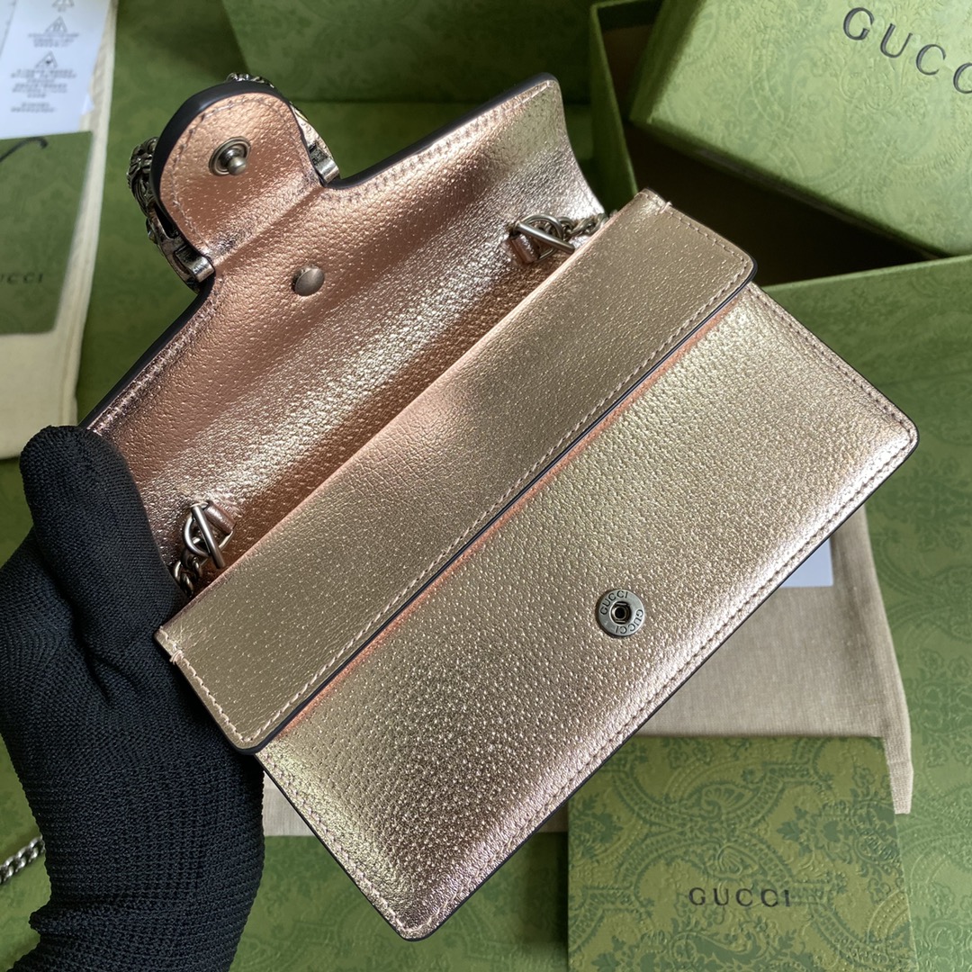 Bagsaaa Gvc*1 Dionysus S*per mini bag gold rose lamé leather - 16.5x10x4cm