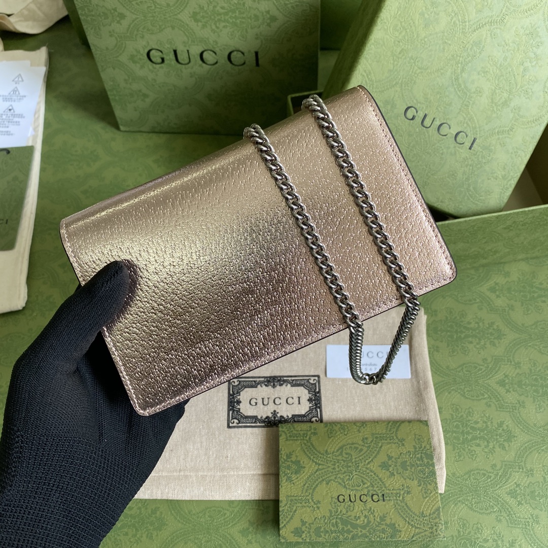 Bagsaaa Gvc*1 Dionysus S*per mini bag gold rose lamé leather - 16.5x10x4cm
