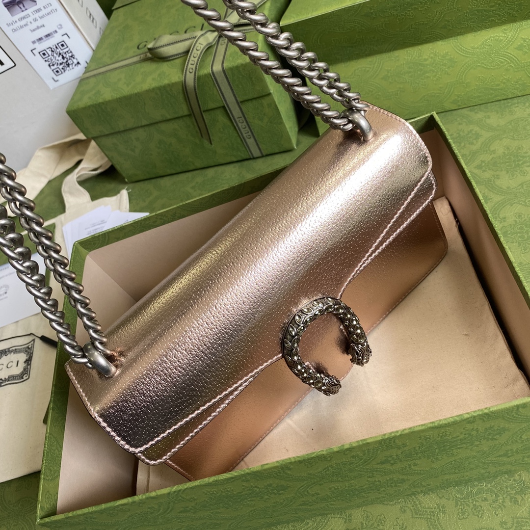 Bagsaaa Gvc*1 Dionysus small bag gold rose lamé leather - 25x14x7.5cm