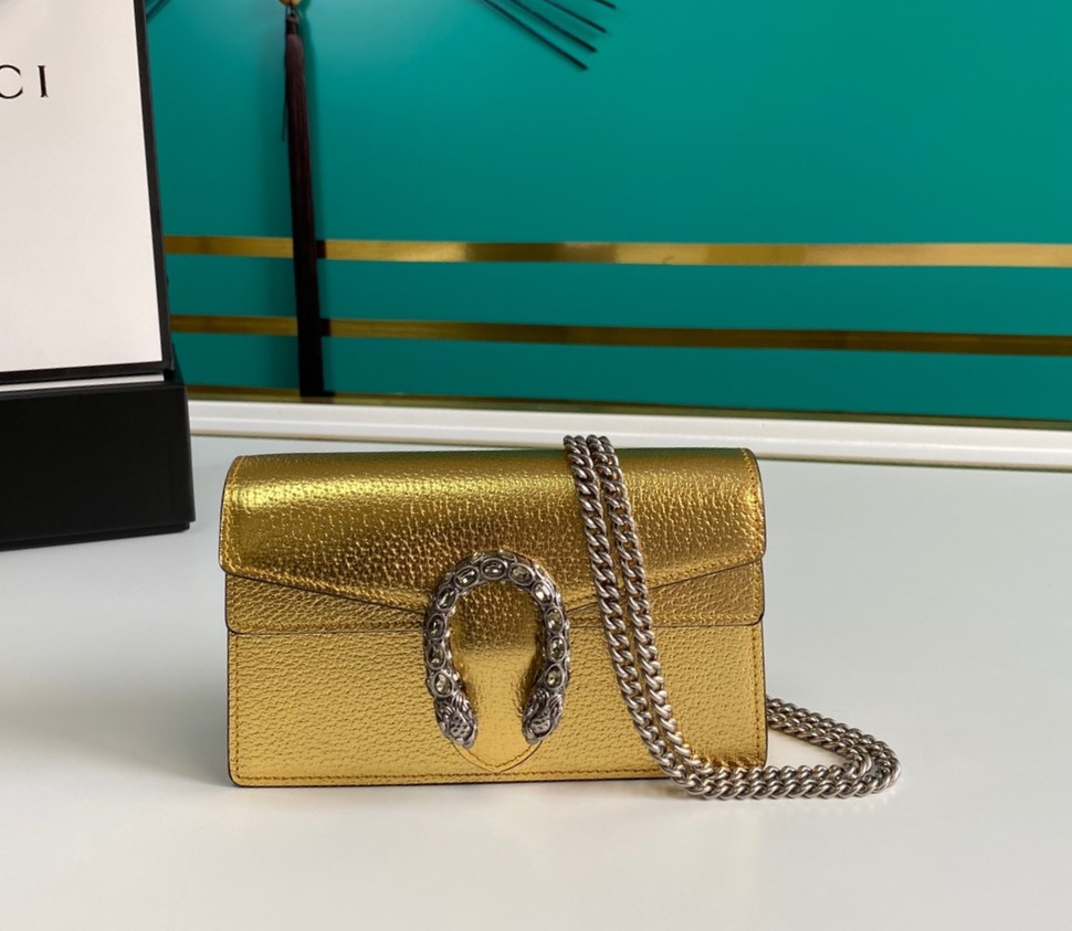 Bagsaaa Gvc*1 Dionysus S*per mini bag gold lamé leather - 16.5x10x4cm