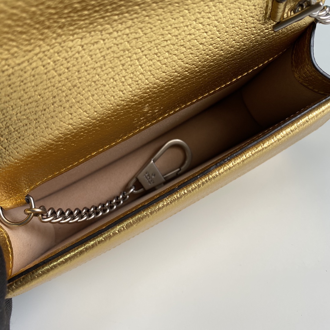 Bagsaaa Gvc*1 Dionysus S*per mini bag gold lamé leather - 16.5x10x4cm