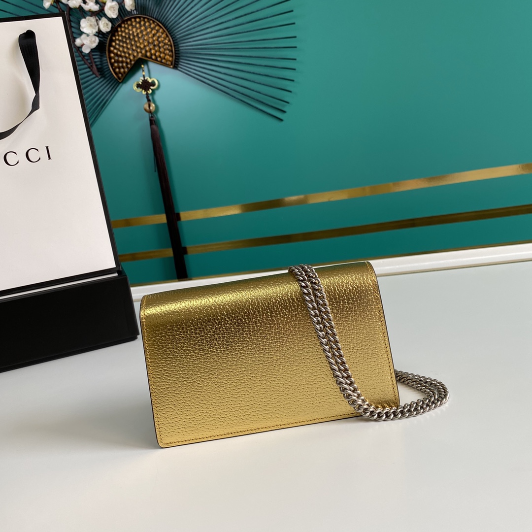 Bagsaaa Gvc*1 Dionysus S*per mini bag gold lamé leather - 16.5x10x4cm