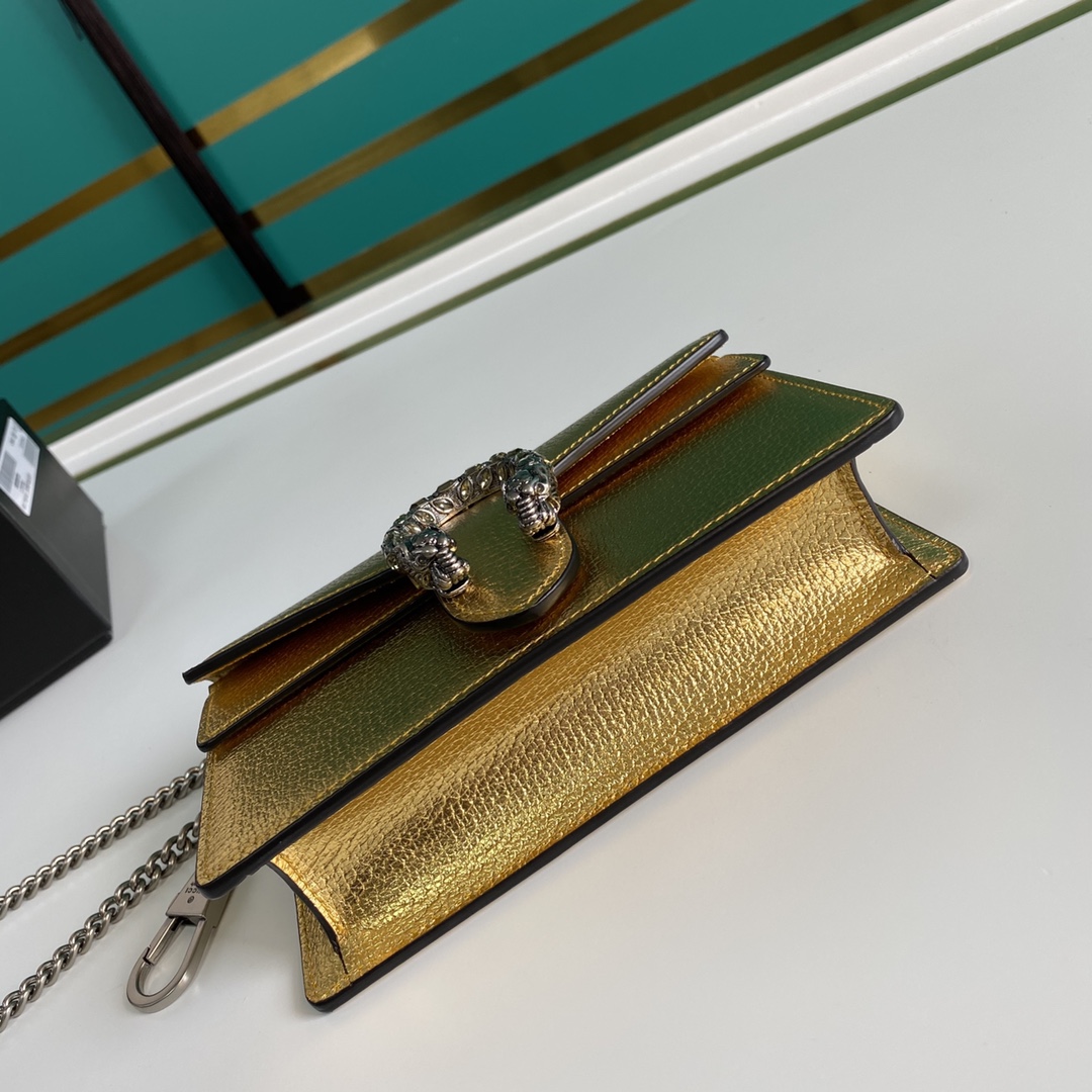 Bagsaaa Gvc*1 Dionysus S*per mini bag gold lamé leather - 16.5x10x4cm