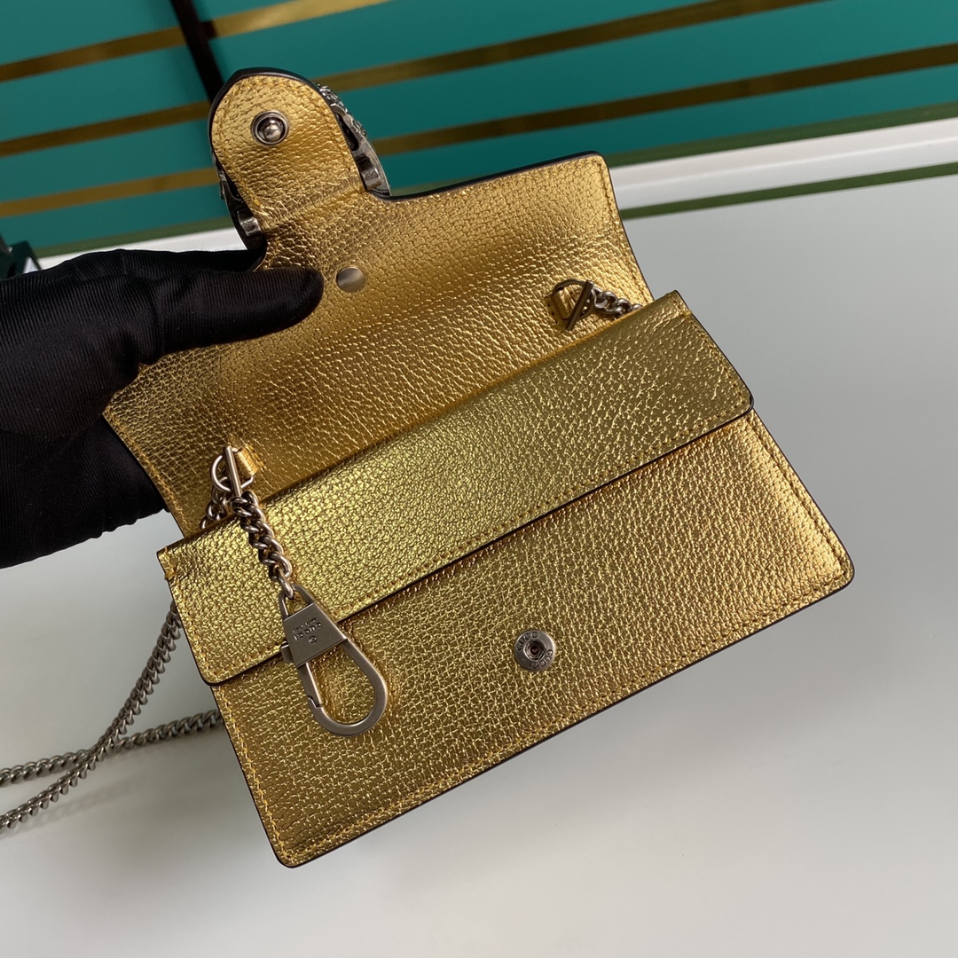 Bagsaaa Gvc*1 Dionysus S*per mini bag gold lamé leather - 16.5x10x4cm