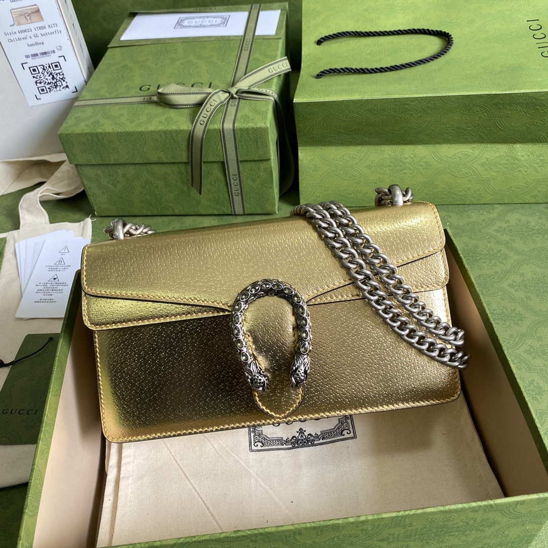 Bagsaaa Gvc*1 Dionysus small bag gold lamé leather - 25x14x7.5cm