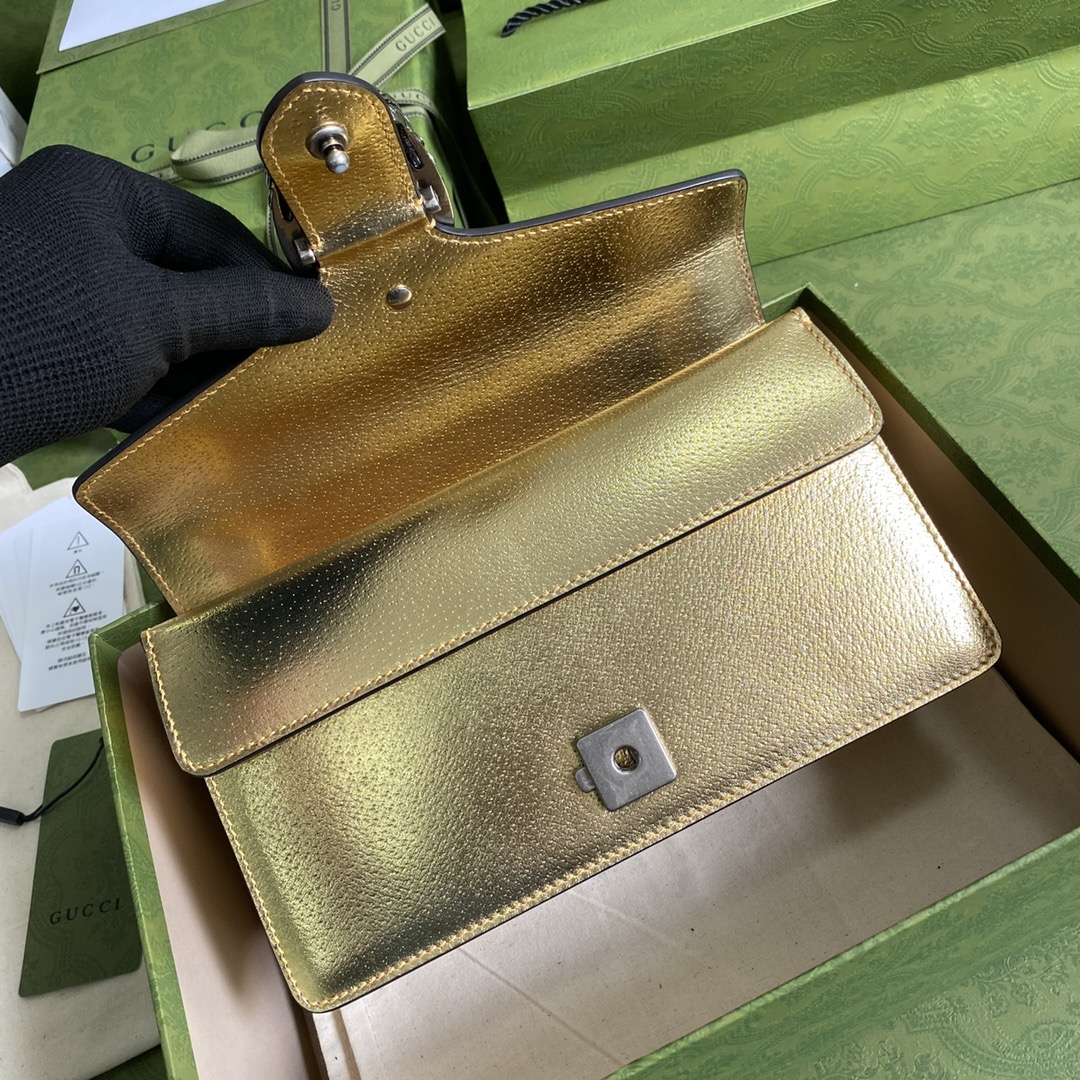 Bagsaaa Gvc*1 Dionysus small bag gold lamé leather - 25x14x7.5cm