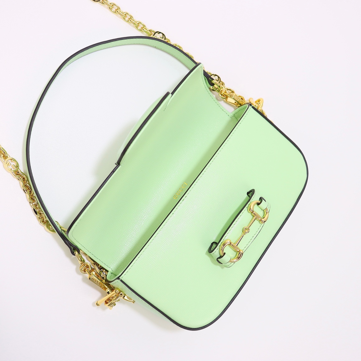 Bagsaaa Gvc*1 Horsebit 1955 Shoulder bag in lighter green - W24cm x H13cm x D5.5cm